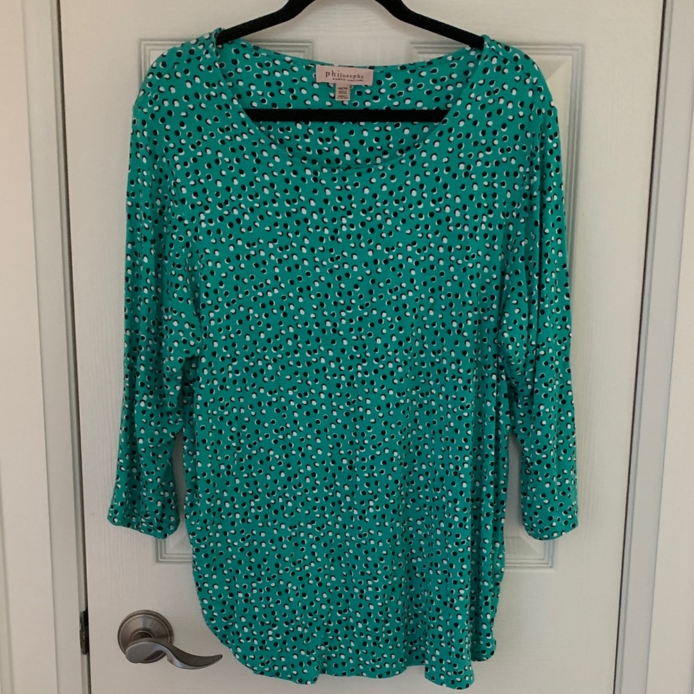 Philosophy Teal and Black Patterned Tunic
